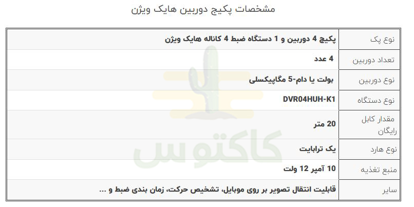 پکیج 12 دوربین 5 مگاپیکسلی هایک ویژن